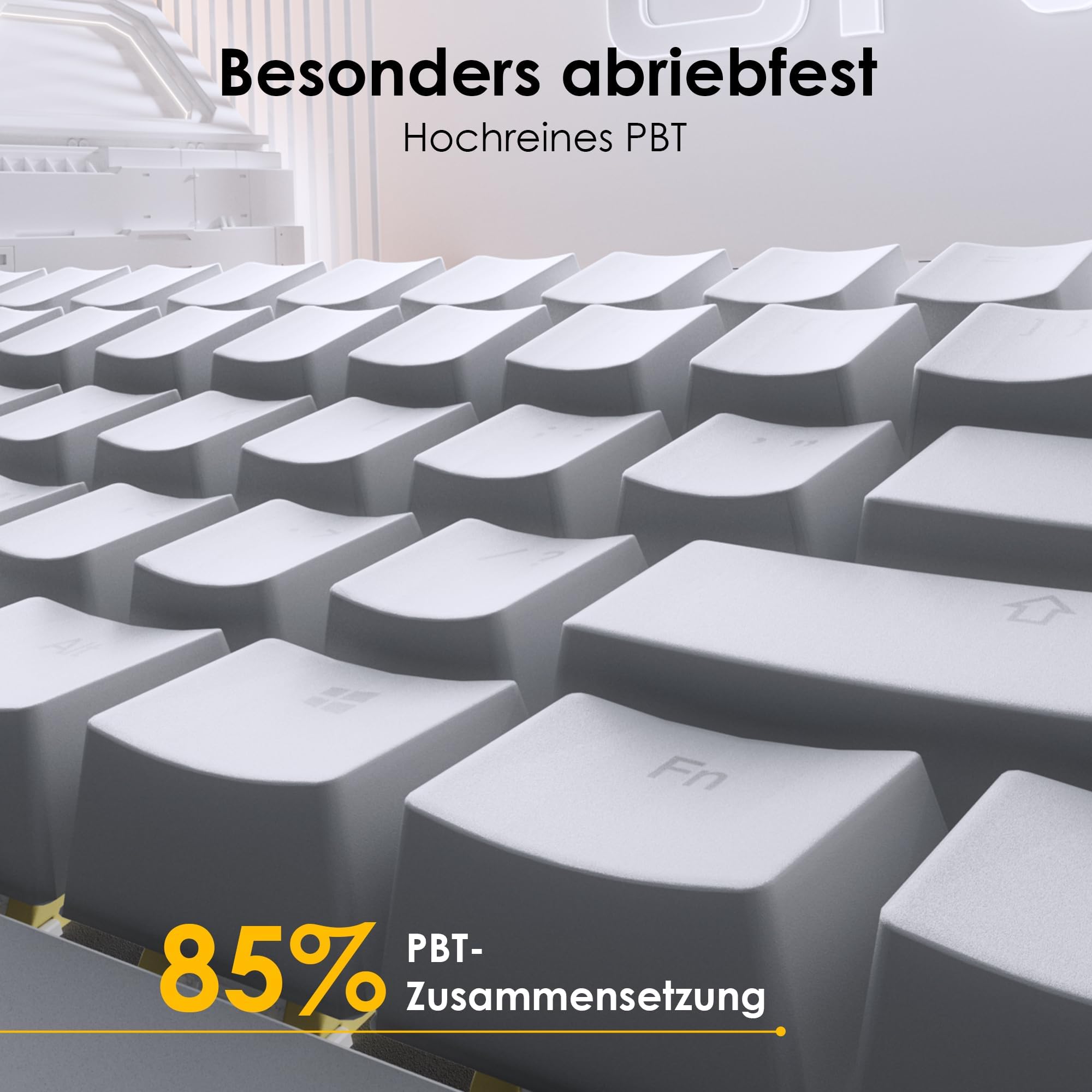 Ducky One X Wireless Gaming Tastatur Weiß – Full-Size, Induktive Switches, Tri-Mode-Konnektivität (USB-C, 2.4GHz, Bluetooth), Rapid Trigger, Einstellbare Auslösung, RGB, ISO deutsch 4