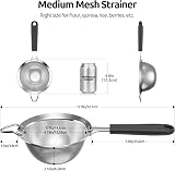 U-Taste 12cm Sieve Strainer 18/8 Stainless Steel with Silicone Handle, Black view 2