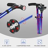 RUNZI Folding Cane with LED Light Adjustable 53in to 25in Blue view 5