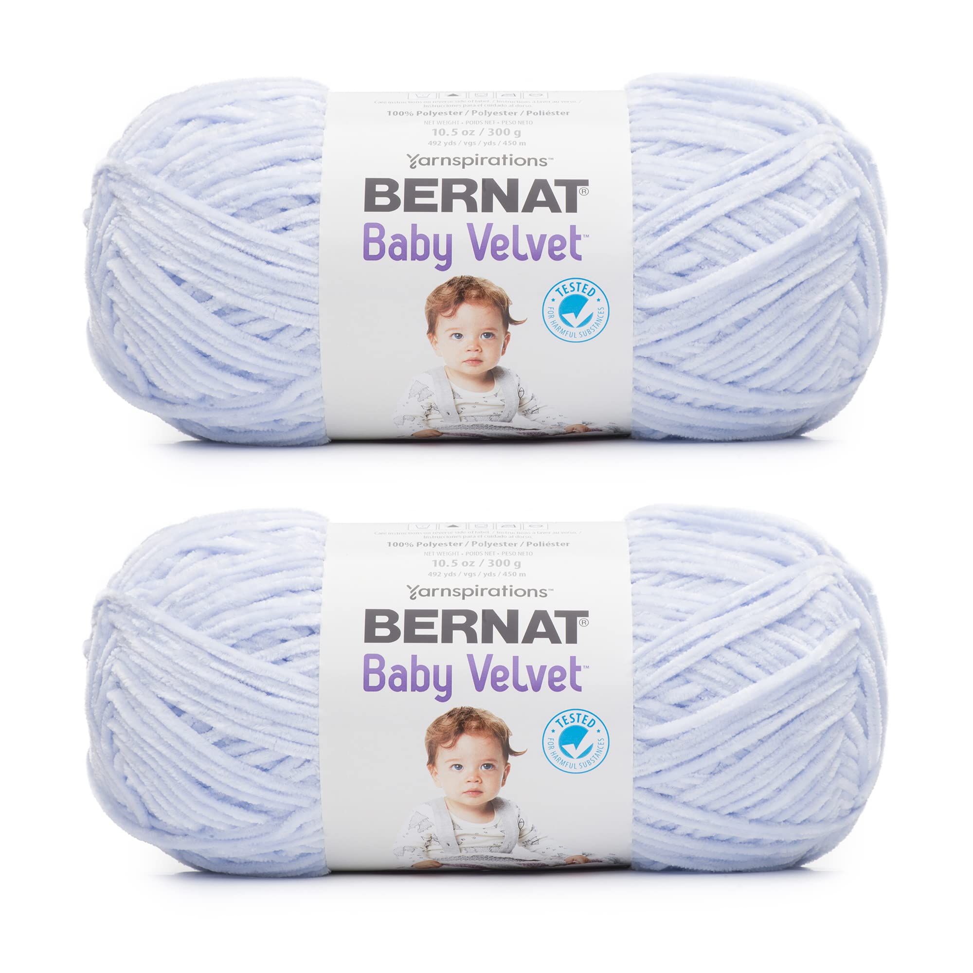 Bernat Baby Velvet Sky Blue Yarn - 2 Pack of 300g/10.5oz - Polyester - 4 Medium (Worsted) - 492 Yards - Knitting/Crochet