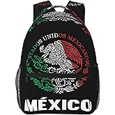 KOSUES Mexican Flag Eagle Laptop Backpacks Double Shoulder Laptop Pack Bag Daypack Back Pack Bags Rucksack Computer Bag with Side Pockets Front Zipper Pockets For Commutes Travel