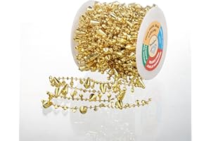 YoungJewl 33 Feet Crystals Acrylic Garland Beads by The Roll Chain Trim for DIY Wedding Party Christmas Decoration(Gold/0.51IN)