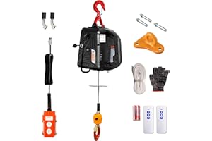 TKK 3-in-1 Electric Hoist Winch 1500W Portable Power Electric Winch 110 Volt 16 ft/min 25ft Lifting Height with 1100Lbs Loading Capacity for Superior Lifting & Pulling