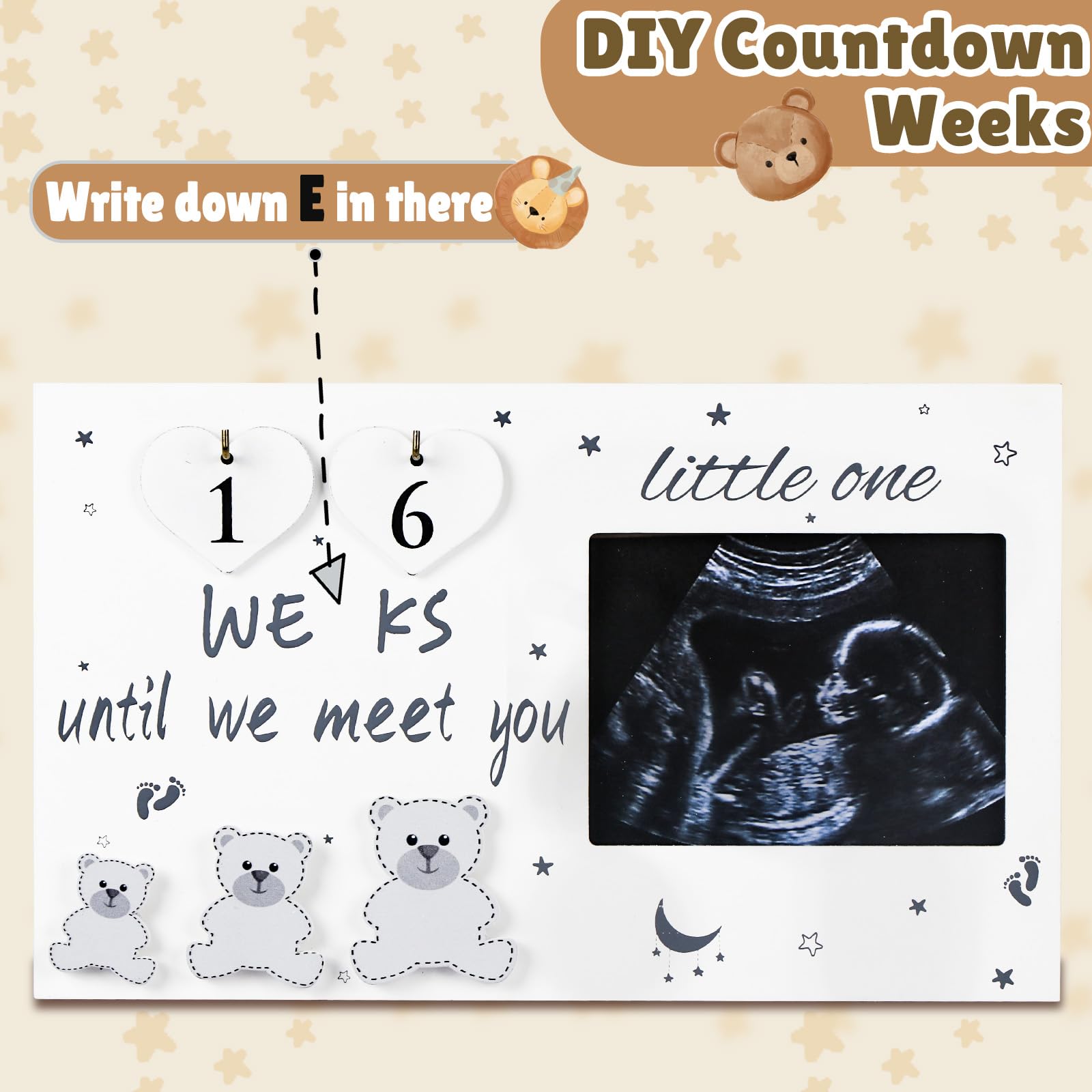 OurWarm Ultrasound Picture Frames, Sonogram Picture Frame with Baby Countdown Weeks, Ultrasound Frame for Baby Announcement Sign, Expecting Mom Parents to be Unique Gifts for Pregnant Women