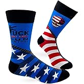 Fabdaz F-k Gun Control Saying American Flag Men's Novelty Crew Socks