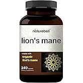 NatureBell Lion’s Mane - 240 Capsules - Organic Fruiting Body & Mycelium - Brain, Immune & Energy Support* - High-Potency Extract - Non-GMO & Gluten-Free