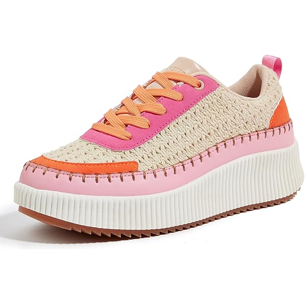 LUCKY STEP Women's Platform Sneakers - Faux Leather Lace-Up Casual Shoes With Thick Sole