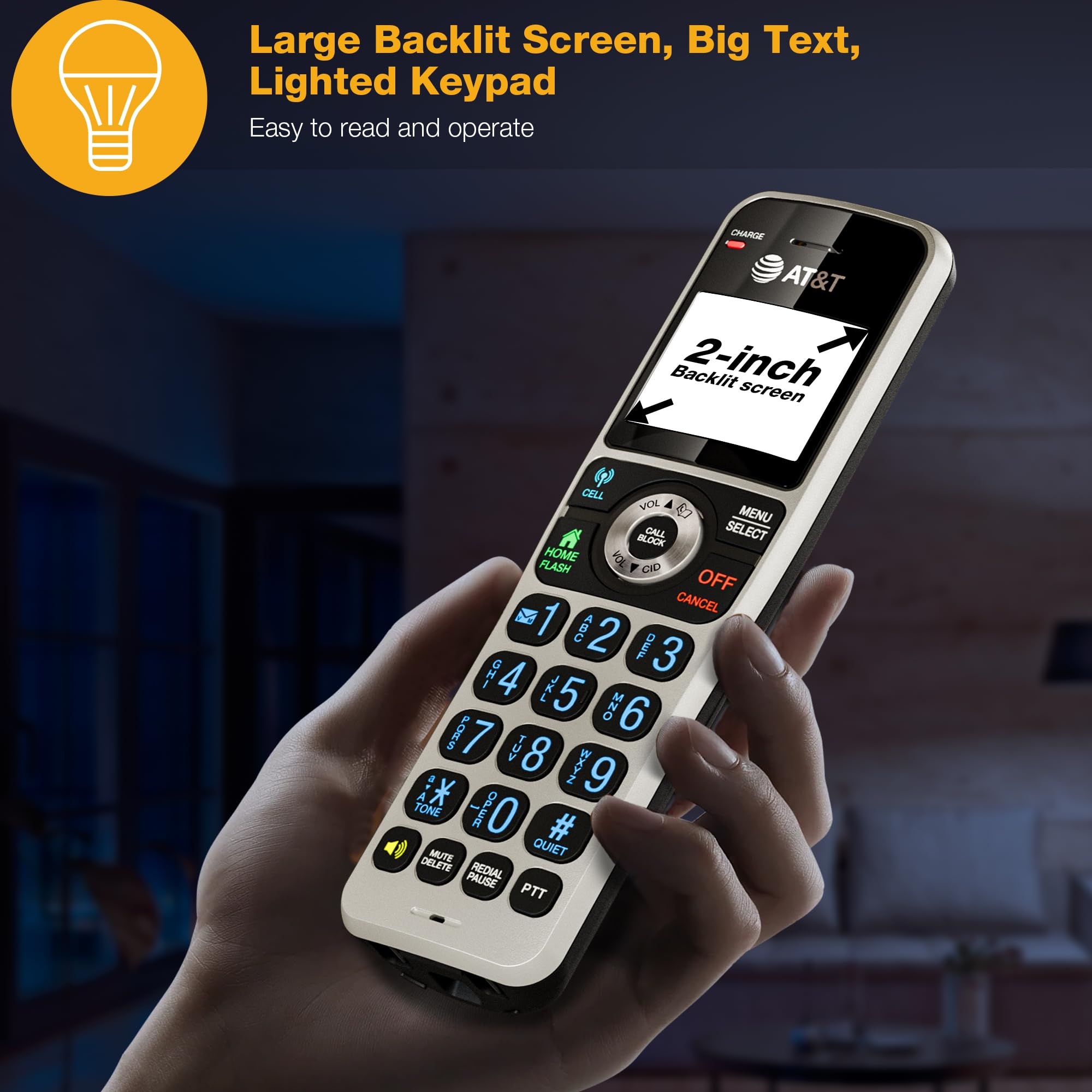AT&T BL3107-3 3-Handset DECT 6.0 Cordless Home Phone with Bluetooth, Answering System, Smart Call Blocker, Extended Range, 2