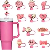 12pcs Fruit straw covers with 10mm diameter for Stanley 30&40 Oz Cup.Silicone Straw drinking cup for Girls Womens Coffee cup and Water bottle.straw toppers is dustproof and reusable.