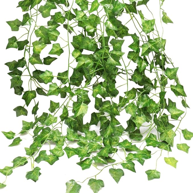 Eyscoco Efeu Künstlich, Hängepflanzen Kunstpflanze 12 Stück Grün Efeu