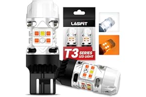 LASFIT T3 7443 Switchback LED Bulb 7444 LED Front Turn Signal Light Parking Light 7444NA Built in Resistor 100% Error Free White Amber(2pcs)