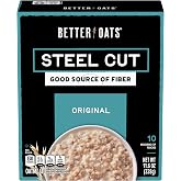 Better Oats Steel Cut Oatmeal, Original Flavor, 11.6 oz Box | Instant Breakfast With Flax Seeds, Good Source Of ALA Omega-3 And a Good Source of Fiber, Individual Pouches