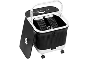 H&B Luxuries Foot Spa Massager with Heat for Stress Relief, Feet Bath with Motorized Rollers and Shower, Temperature Control, Timer and LCD Display, Ideal for Wife Mother Mom Father Husband, Black