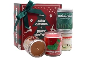 LIHOME Christmas Candles - Christmas Gifts for Women & Men, 4 Pack Natural Soy Wax with Holiday Scents, Perfect for Xmas, New Year, and Winter Décor