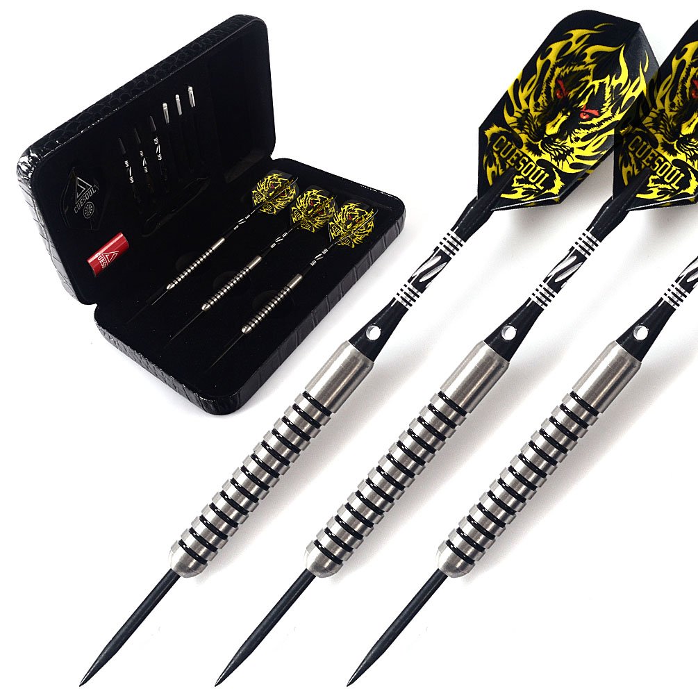 CUESOUL 25 Grams Tungsten Steel Tip Darts Set 90% Tungsten with Luxury Case