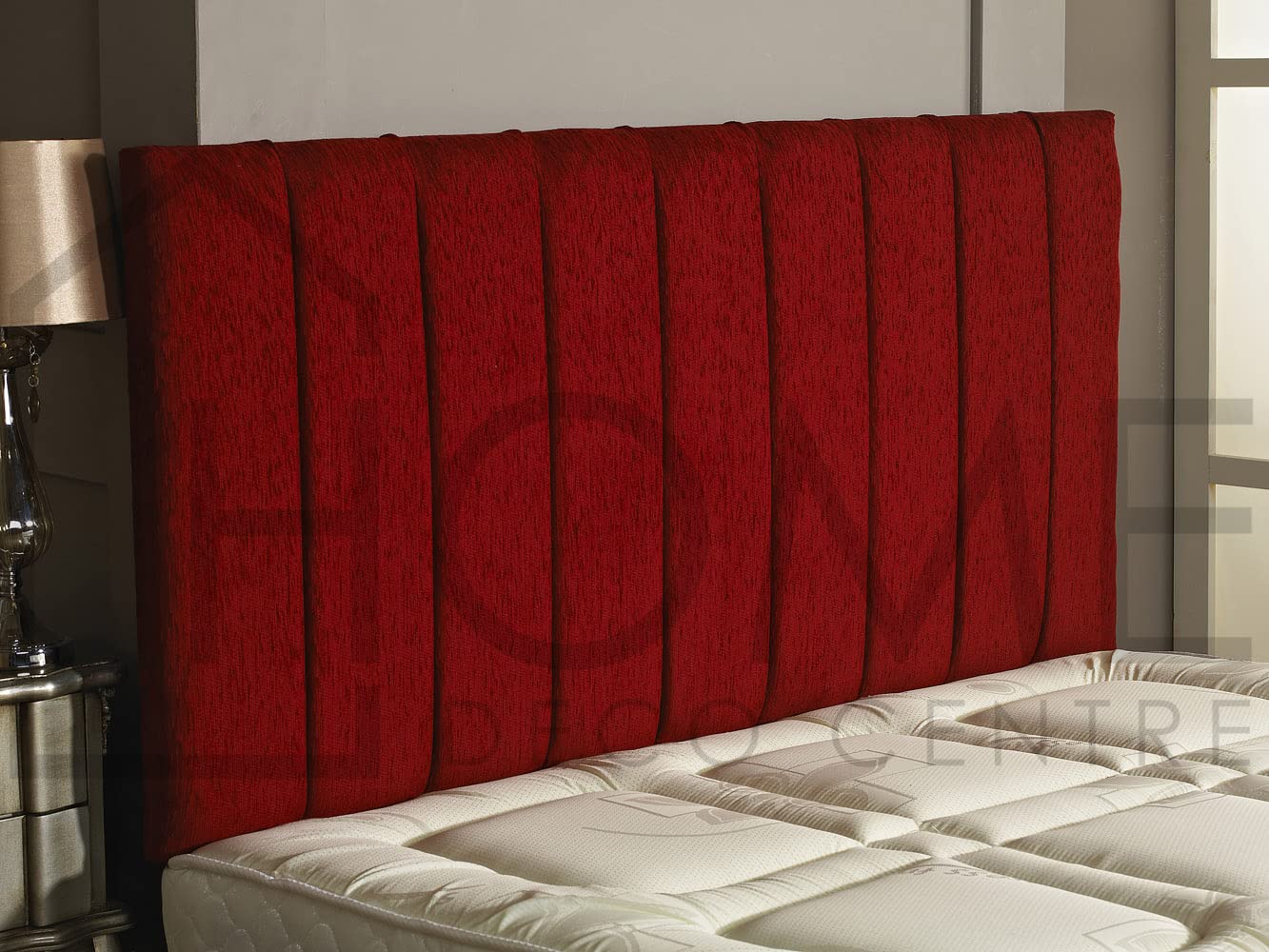 CROWNBEDSUK APOLLO CHENILLE HEADBOARD 2ft6,3ft,4ft,4ft6,5ft,6ft Red, 4ft (Small Double)