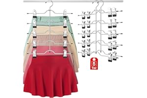 Besslly Pants Skirt Hangers with Clips, 2 Pack Pant Hangers Skirt Hangers Space Saving Closet Hanger Organizer Closet Organizers and Storage