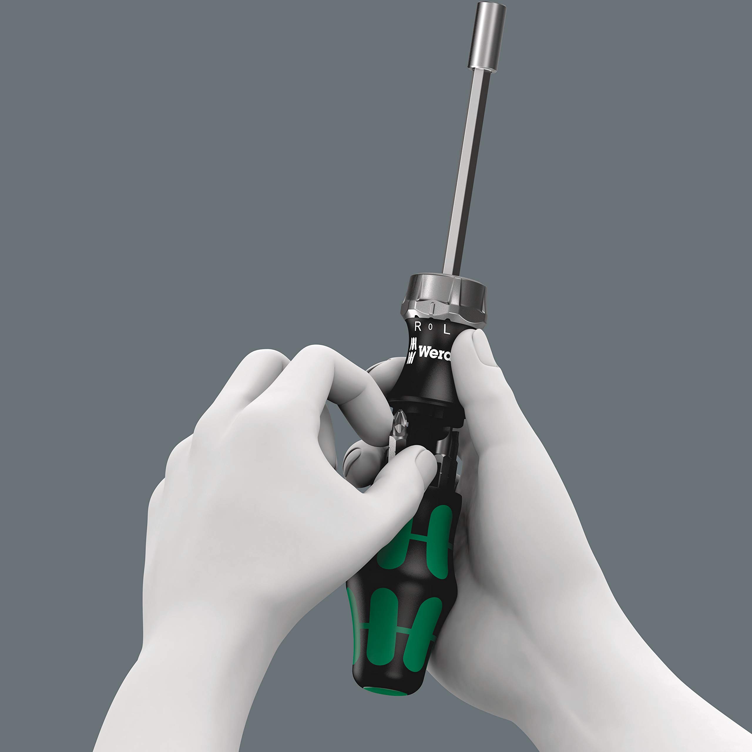 Wera Kraftform Kompakt 27 RA Slotted Ratcheting Screwdriver, 1/4" Head
