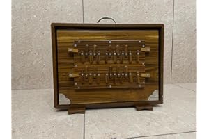 Handmade Teak Wood Two Octave Shruti Box, 440Hz Indian Instrument, 16 x 12 x 3 Inches, 26 Wooden Keys