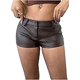 Floerns Women's Y2k PU Leather Mini Shorts Low Rise Skinny Night Out Short Pants