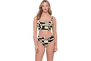 S3 Swim Womens Supportive Square Neck Lace Back Midkini TopBikini Top