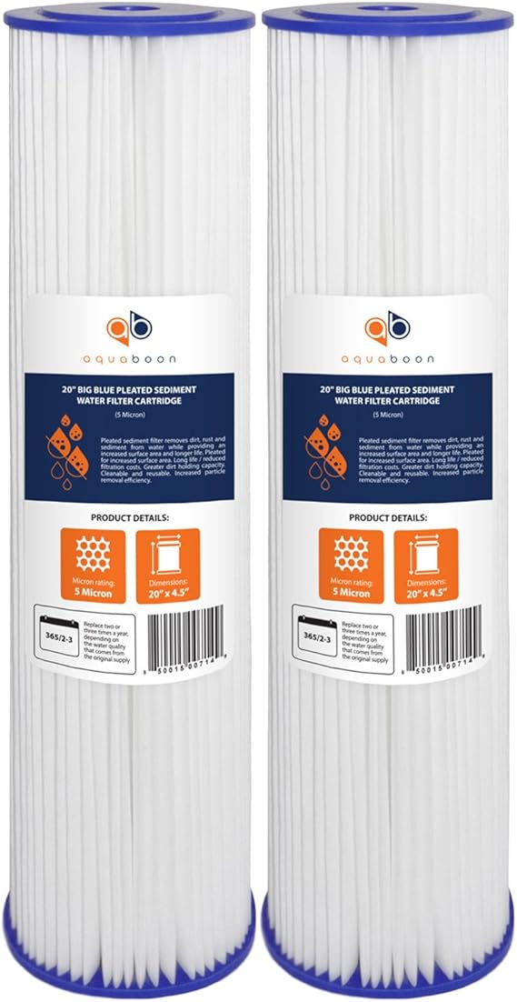 Amazon.com: Aquaboon 5 Micron 20" Big Blue Pleated Sediment Water