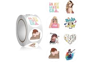 HIGHMOUNT 500Pcs Taylor Stickers Roll Singer - 8 Style in My Era Tour Albums Swift Stickers - Easy Stick & Removeable for Fans Lover Scarpbook Window Tumblers Water Bottles Teens