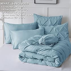 CozyLux Blue Comforter Set Queen - 7 Pieces