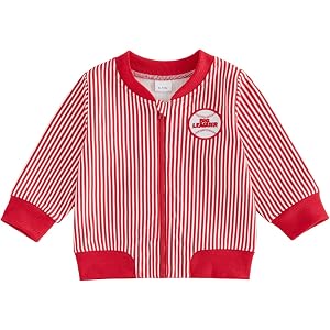 Gueuusu Toddler Baby Boy Girl Baseball Jacket Varsity Bomber Jackets Vintage Long Sleeve Striped Streetwear Outerwear Coat