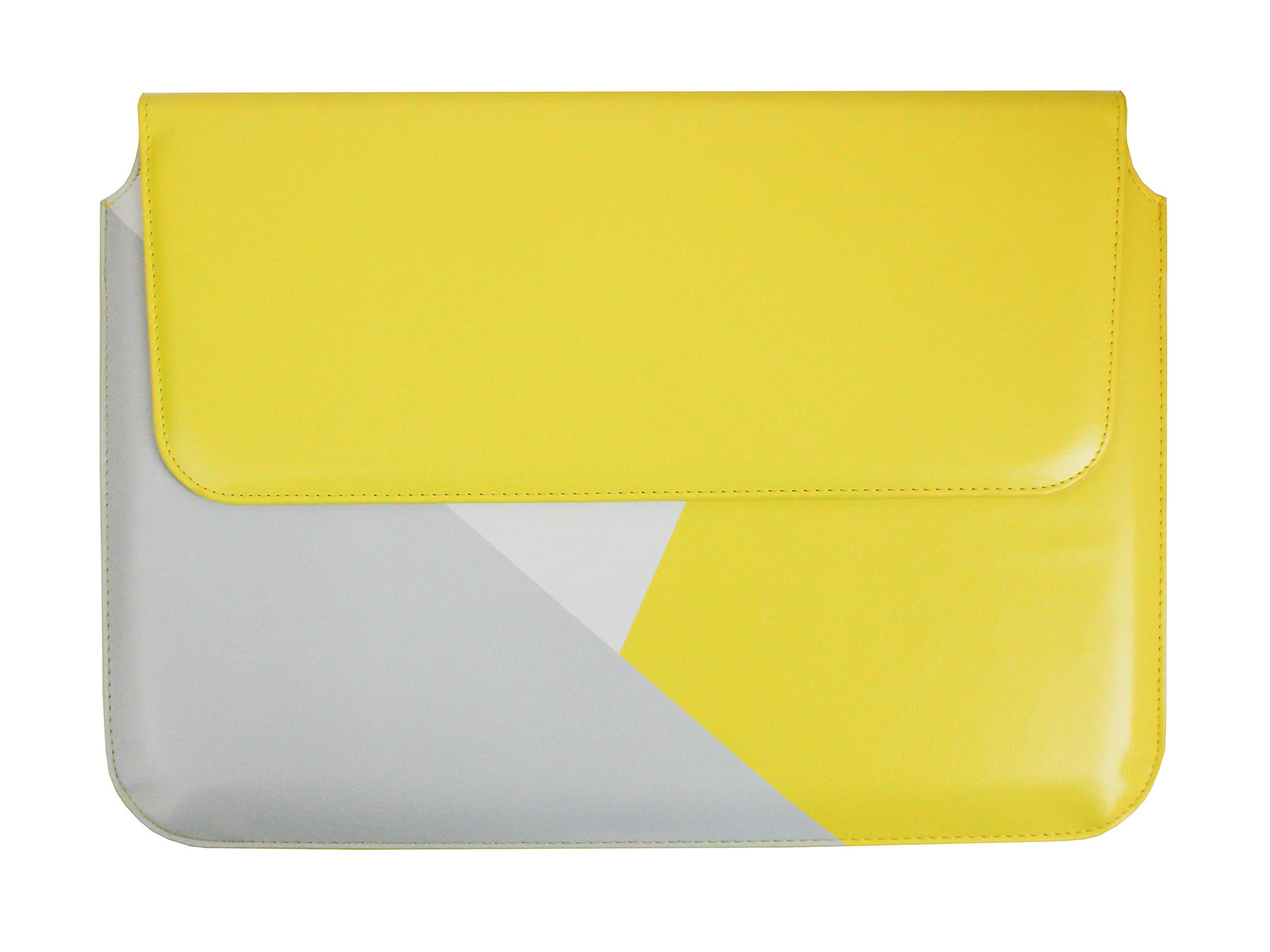 Emartbuy Yellow Grey 11.6-14 Inch Premium PU Leather Magnetic Folio Wallet Case Cover Sleeve Compatible with Laptops Listed Below