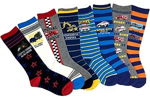 Boys' Colorful Stripe Stocking Youth Pattern Knee High Cotton Socks 8 Pairs