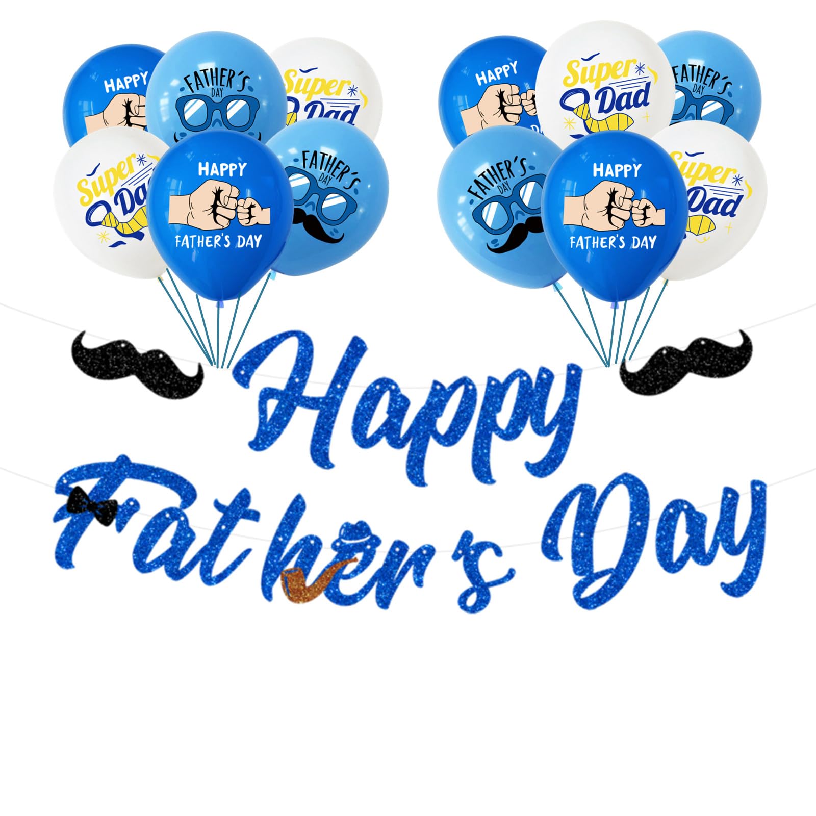bng-bng Happy Father's Day Bunting Banner,Fathers Day Decoration, Father's Day Banner Set Party Sign Photo Props Backdrop Supplies Blue