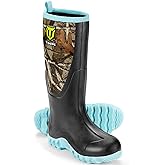 TIDEWE Rubber Boots for Women with Steel Shank, Waterproof Rain Boots Multi-Season, 6mm Neoprene Sturdy Rubber Outdoor Hunting Boots Next Camo G2 (Pink & Green)