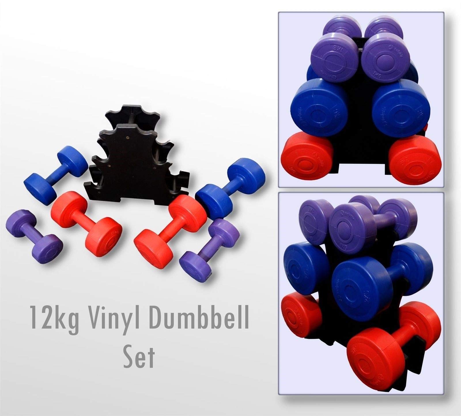 Generic Home Gym Workout 12kg Holder Included Home G Vinyl Hand Dumbbell Vinyl Han Included Home Set 12kg Weight Set bbell Gym Workout