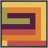 SIGNWIN Framed Canvas Wall Art Yellow, Orange, Red, Brown, Green Color Blocks and Lines Geometric Shapes Illustrations Minimalism Modern Fun for Living Room, Bedroom, Office - 16x16 inches