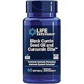 Life Extension Black Cumin Seed Oil and Curcumin Elite, Black Cumin, Turmeric Extract, Immune Health Support, high bioavailability, Whole-Body Health, Gluten Free, Non-GMO, 60 softgels