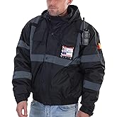 sesafety Reflective Jacket for Men, High Visibility Jackets, Safety Jackets for Men, Hi Vis Construction Bomber Jackets Waterproof with Pockets and Zipper, Black Bottom, Class 3