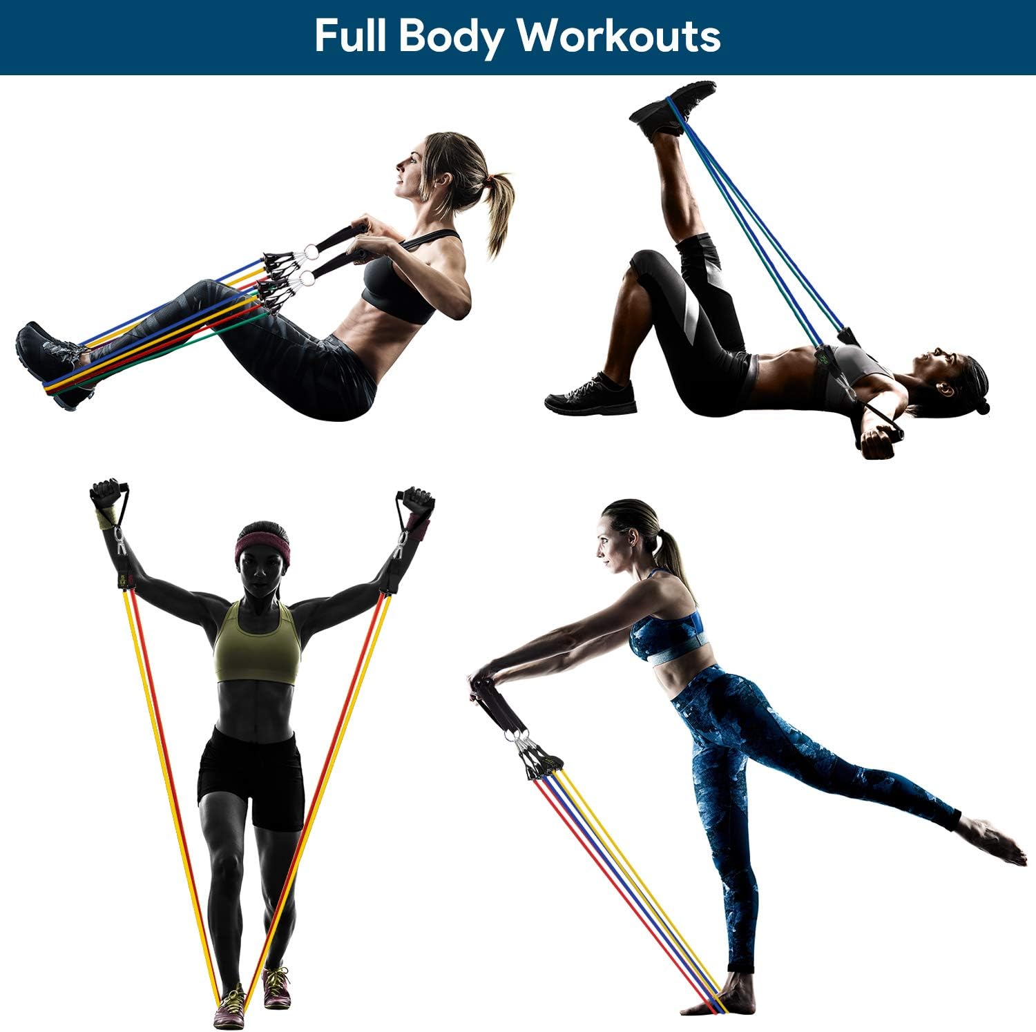 Resistance Bands Set 11pcs, Exercise Workout Bands for Men & Women, 5 Stackable Resistance Bands with Handles, Door Anchor, Ankle Straps, Carrying Bag for Working Out, Fitness Training, Yoga : Sports & Outdoors