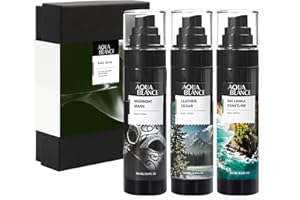 AQUA BLANCE Body Spray for Men, Mens Body Refreshing Spray, Long Lasting, Pack of 3, Each 3.4 Fl Oz, Total 10.2 Fl Oz, Notes of Bergamot, Patchouli, Cedar, Leather
