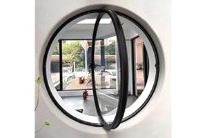 VALDOZA Round Window with Aluminum Frame and Tempered Glass, 360° Rotating Pivot Casement Window for Bathroom, Kitchen, Bedroom, Living Room – Replacement Indoor Ventilation Window with Handle(Black+Transpare