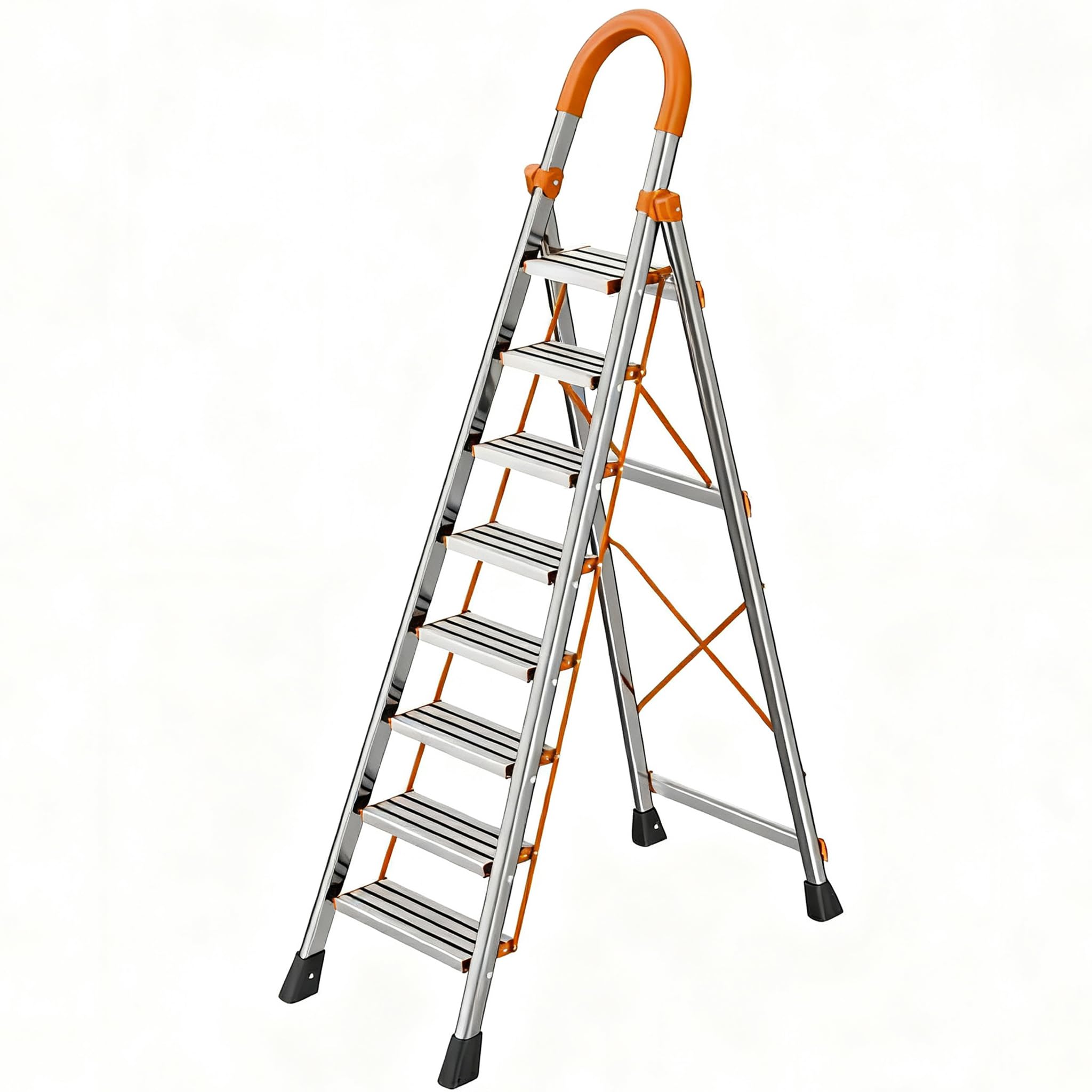 Photo 1 of *UNTESTED*
NYtoll 8 Step Ladder, Folding Ladder with Wide Anti-Slip Pedal, Sturdy Steel Step Stool, Convenient Handrail, Lightweight, Portable for Home, Kitchen, Garage