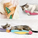 Aibuddy Catnip Toy 4 Pack Fish Chew Toys Bell Inside 7.7" L view 7