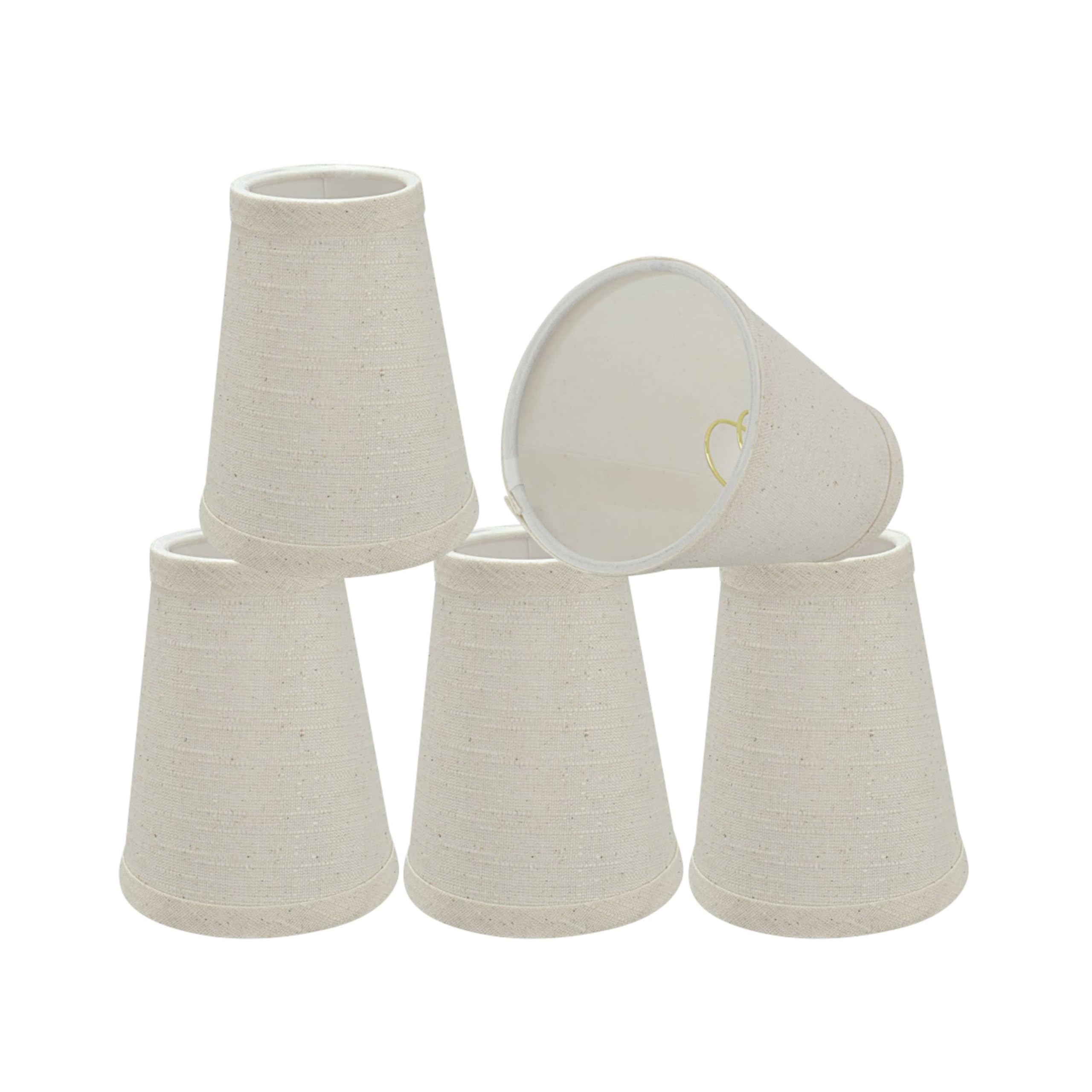 Photo 1 of Aspen Creative 32663-5 Small Hardback Empire Shape Chandelier Clip-On Lamp Shade Set (5 Pack), Transitional Design in Off-White, 4" bottom width (2 1/2" x 4" x 5")