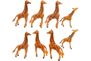 Pinenjoy 8Pcs Miniature Giraffe Figurines 3inch Mini Safari Wild Jungle Animals Figures Set Resin Cake Toppers for DIY Moss Succulent Lansacpe Terrarium Birthday Party Home Decors