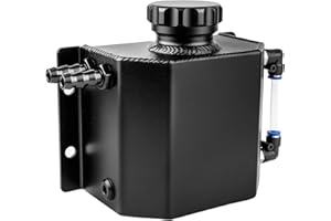 CESILILI Coolant Overflow Tank, Aluminum Coolant Reservoir Tank, 1L Universal Reservoir Expansion Tank, Black