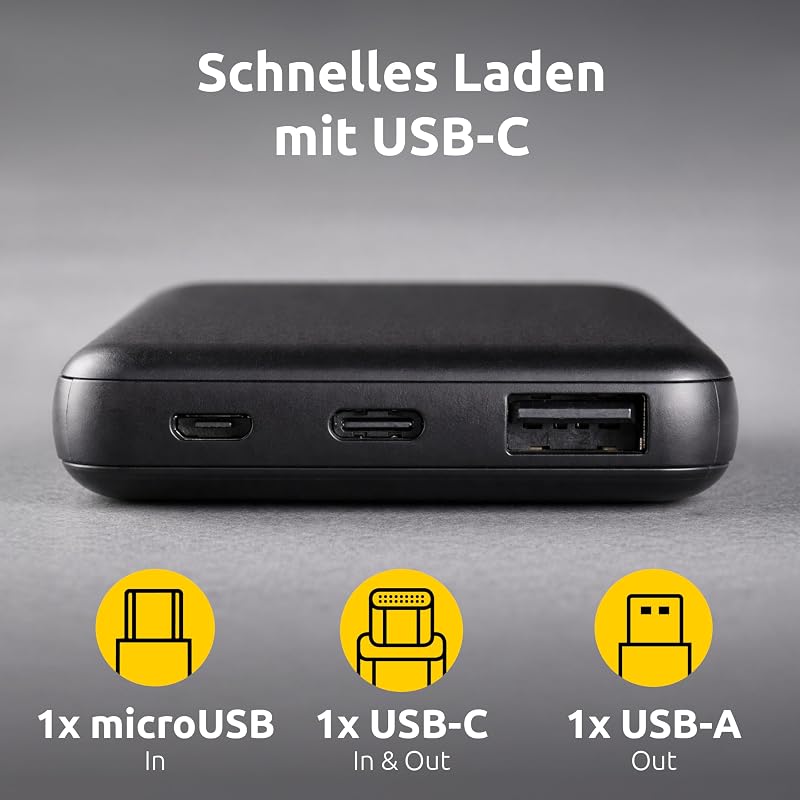Carregador portátil Intenso Power Bank XS5000, bateria externa (5000mAh, para smartphones, tablets e mais), preto