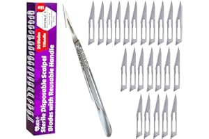 MedHelp Pack of 21 Scalpel Blades #11 with Stainless Steel Scalpel Handle, Lab Knives and Dermaplaning Tool for Face, Podiatry, and Crafts