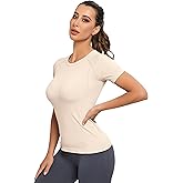 MathCat Seamless Workout Tops for Women, Short Sleeve Compression Athletic Shirts Soft Yoga Gym Tops