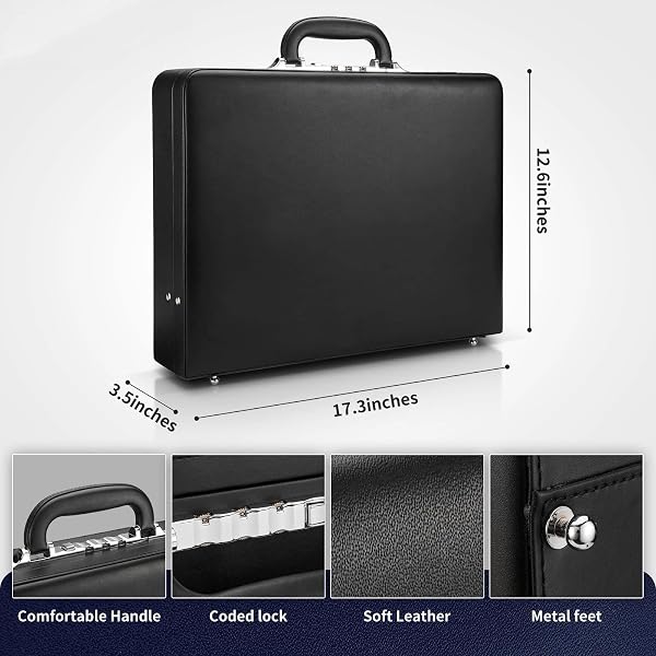 HAESTUS BRIEFCASES FOR MEN, PROFESSIONAL LEATHER BRIEFCASE WITH LOCK, HARD SHELL BUSINESS BRIEF CASE, DURABLE EXECUTIVE ATTACHE CASE FOR LAPTOP DOCUMENTS, MENS HARD BRIEFCASE FOR WORK OFFICE TRAVEL