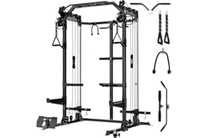 Mikolo Power Cage, 2000LB Power Rack with Independent Dual Pulley System, Multi-Function Home Gym Workout Machine for Cable Crossover